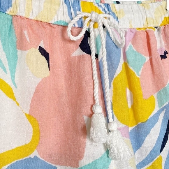 Rachel Zoe Linen Shorts Pastel Abstract Floral Pull-On Shorts Women’s Size Small - Picture 3 of 9